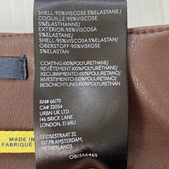 Maeve The Colette Cropped Vegan Leather Pants Chocolate Brown Womens 32 Petite - Picture 11 of 13